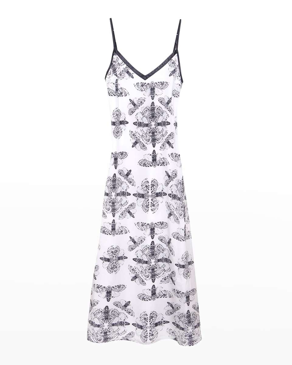 Kelly Printed Lambskin Leather Detailed Maxi Dress